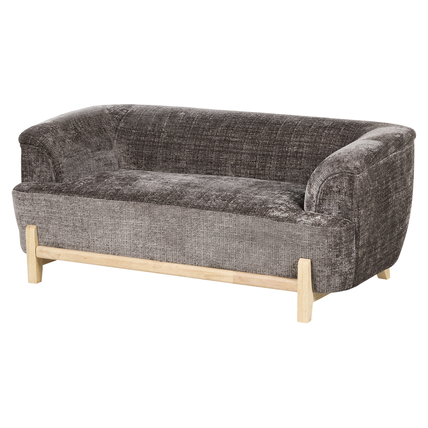5 Seater Living Room Set Brown Chenille With Wooden Legs