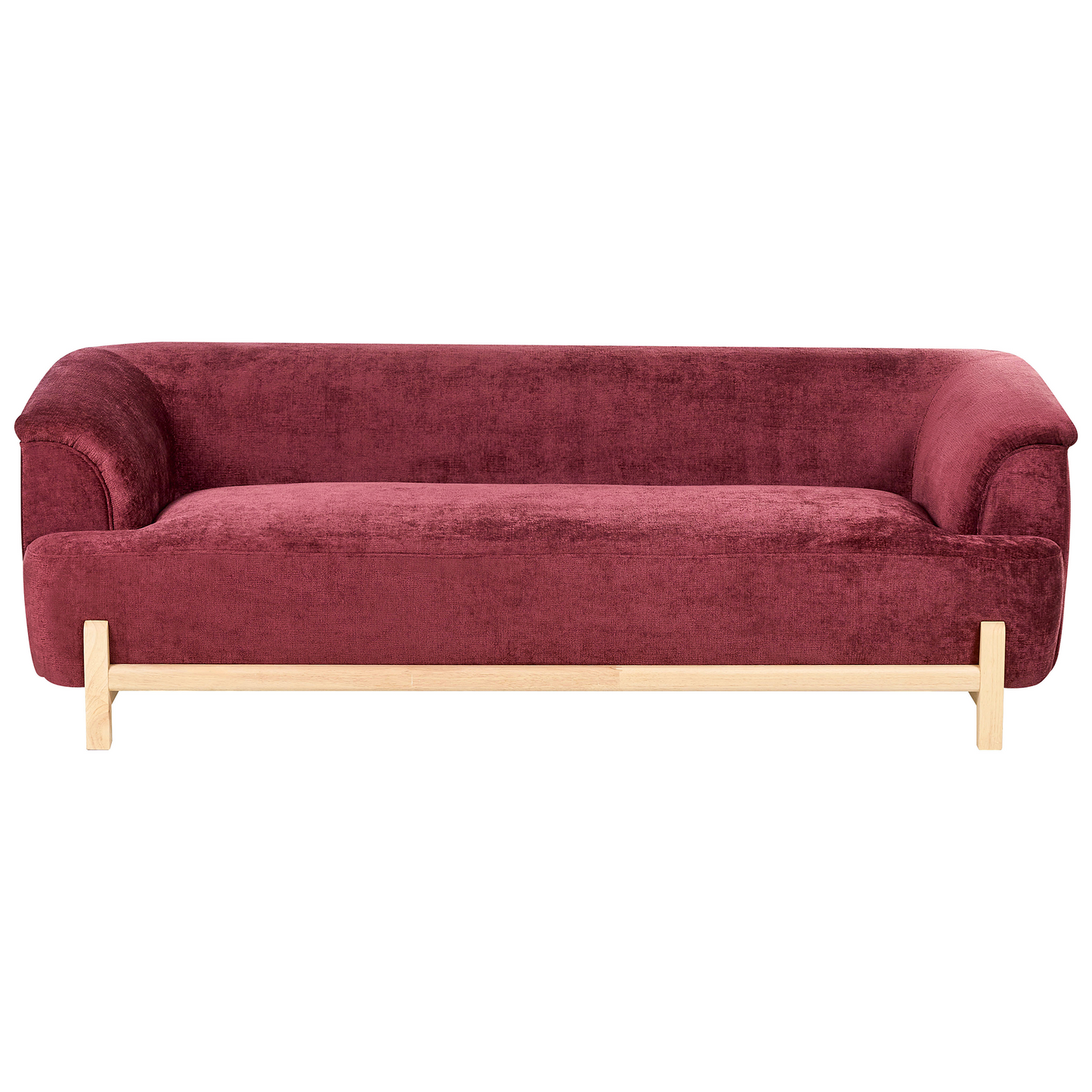 Burgundy Chenille 5 Seater Sofa Set With Wooden Legs Modern Living