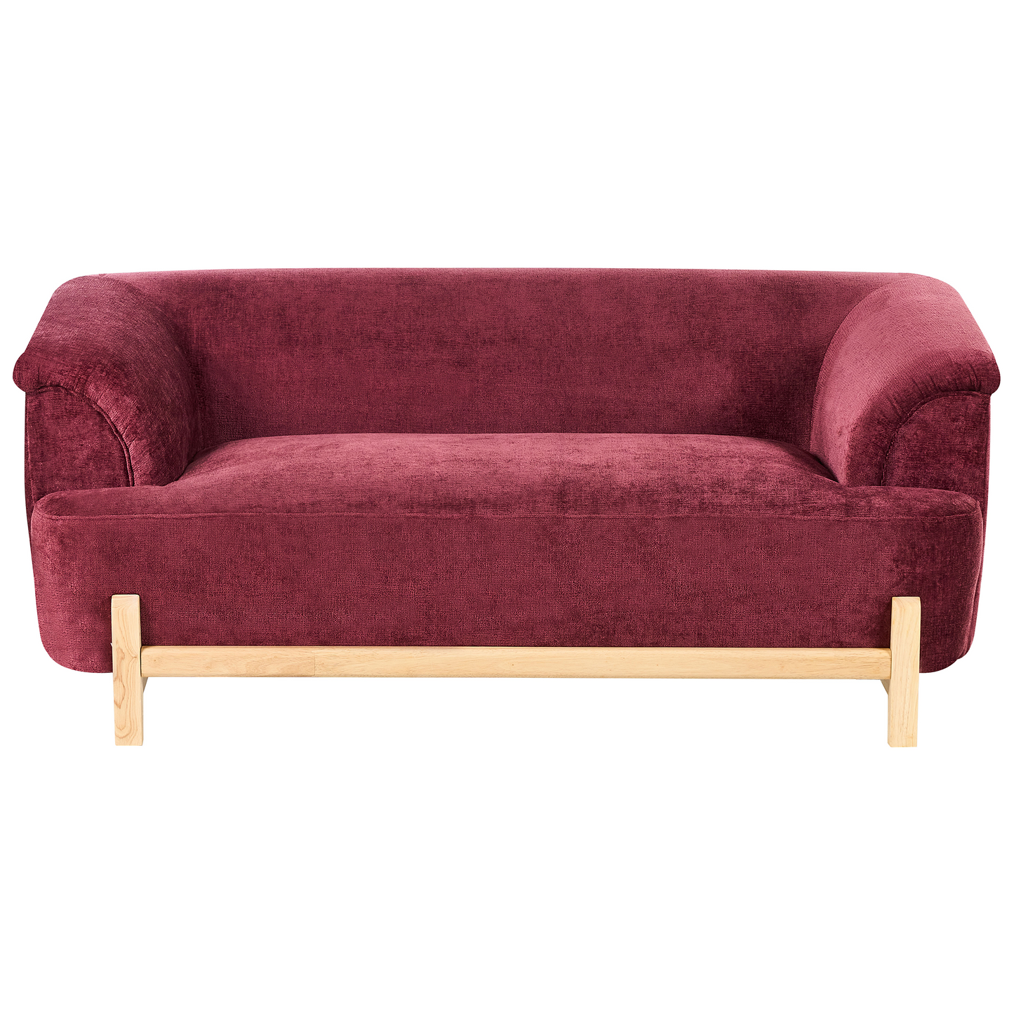 Burgundy Chenille 5 Seater Sofa Set With Wooden Legs Modern Living
