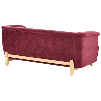 Burgundy Chenille 5 Seater Sofa Set With Wooden Legs Modern Living
