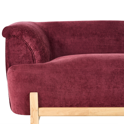 Burgundy Chenille 5 Seater Sofa Set With Wooden Legs Modern Living