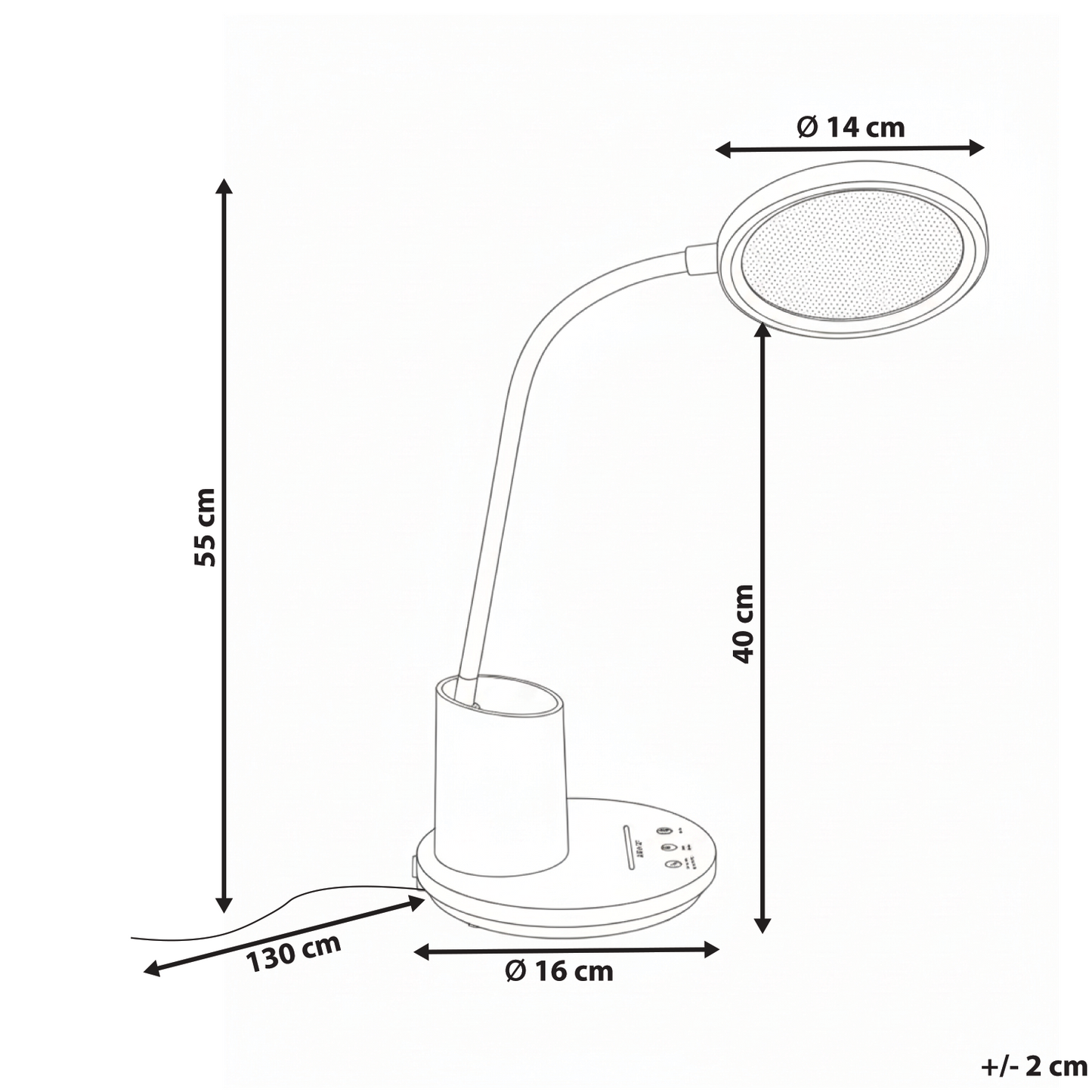 Office Desk Lamp White Adjustable Arm Stepless Dimmer