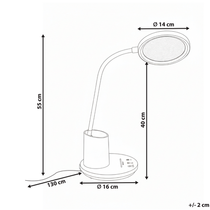 Office Desk Lamp White Adjustable Arm Stepless Dimmer