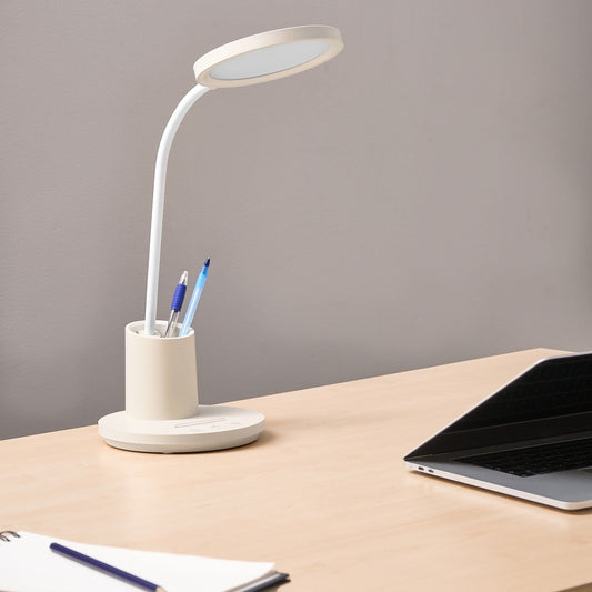Office Desk Lamp Beige Adjustable Arm Stepless Dimmer