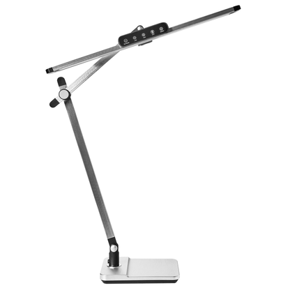 Pro Desk Lamp Silver With Adjustable Arm Stepless Dimmer And Colour Temperature Modes