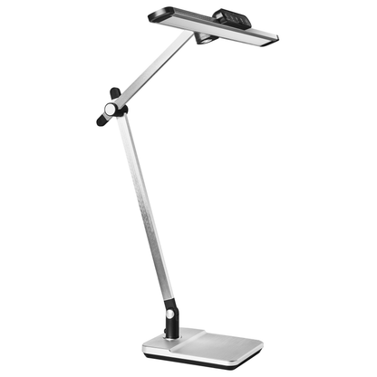 Pro Desk Lamp Silver With Adjustable Arm Stepless Dimmer And Colour Temperature Modes
