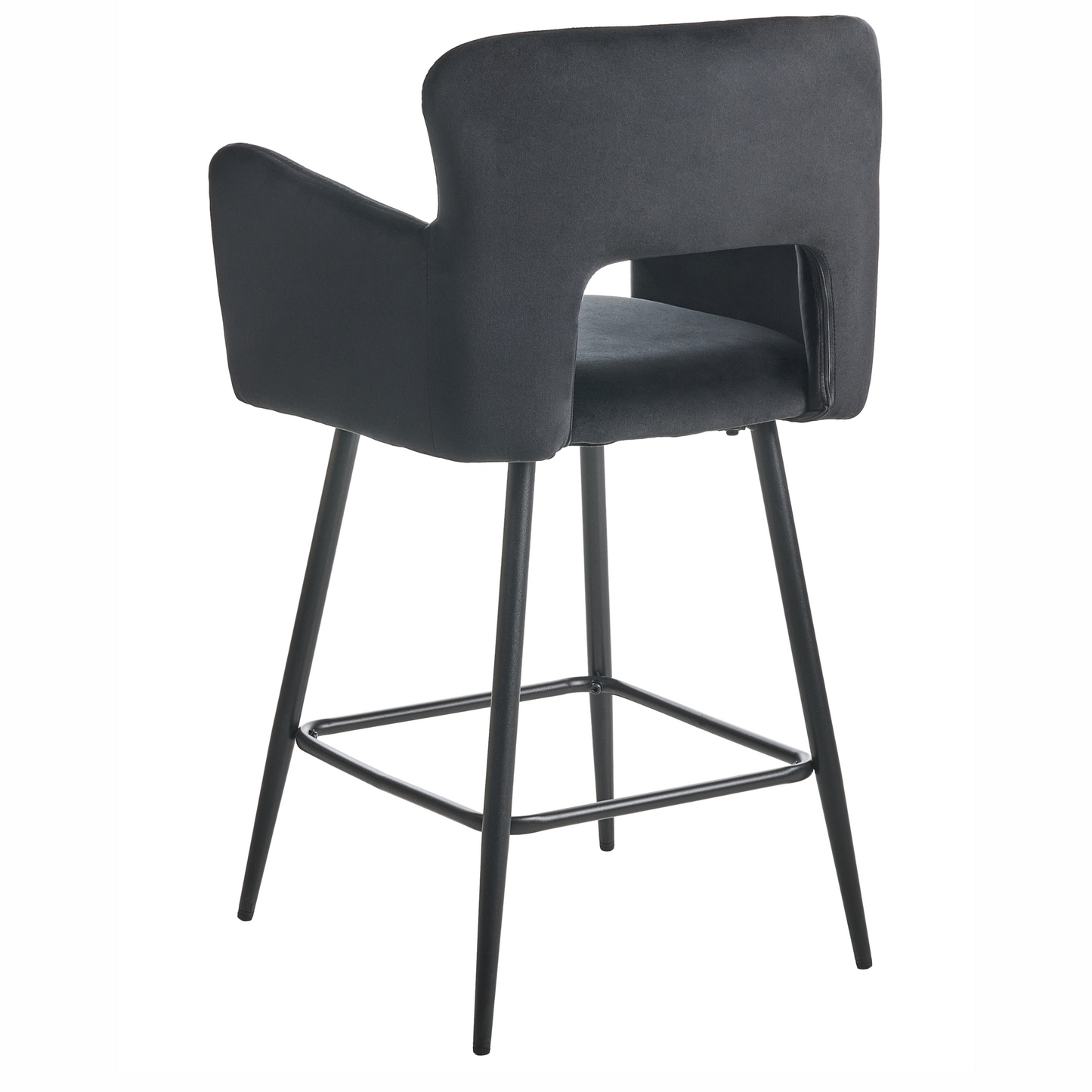 Bar Chair Set Black With Armrests And Cutout Back