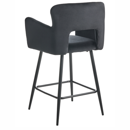 Bar Chair Set Black With Armrests And Cutout Back