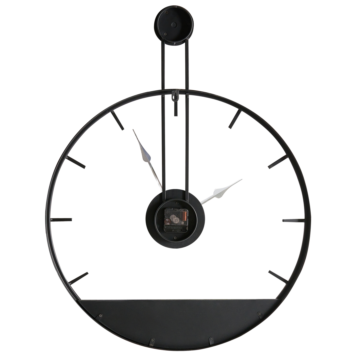 Wall Clock Black Metal Wood Industrial Scandi Timepiece