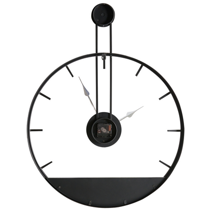 Wall Clock Black Metal Wood Industrial Scandi Timepiece