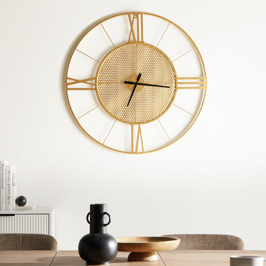 Auric Home Wall Clock Gold Metal Timepiece Industrial Scandi