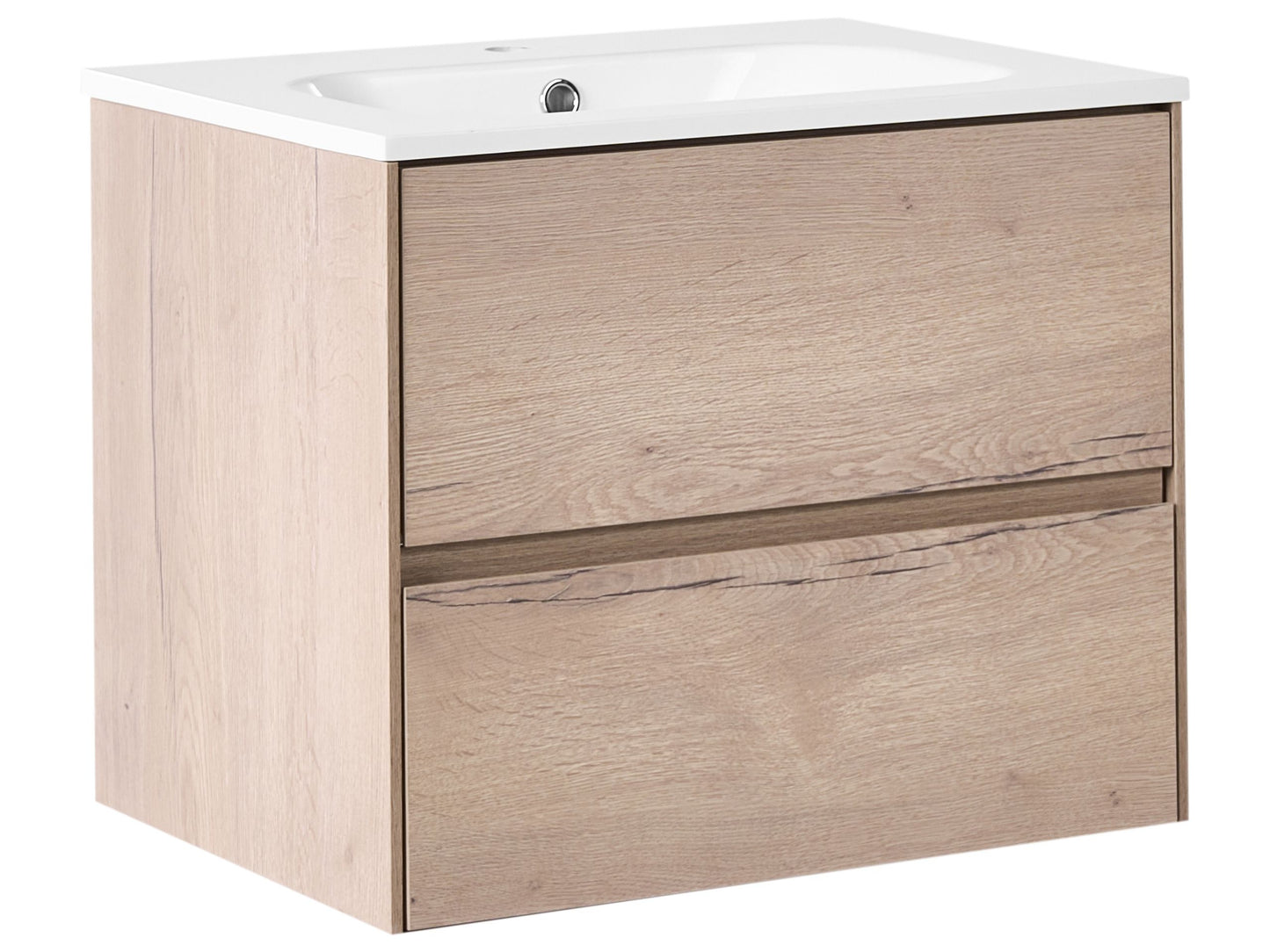 Nova Wall Mounted Bath Cabinet Vanity 60x46cm Light Brown 2 Drawers