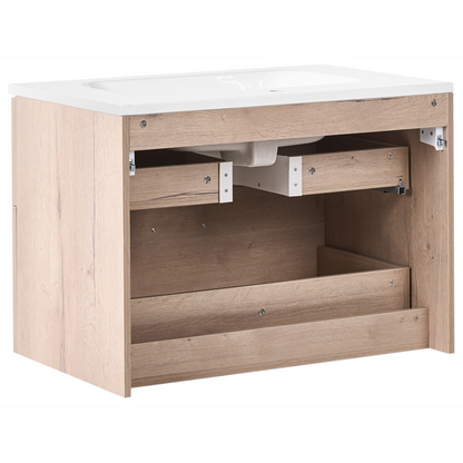 Nova Wall Mounted Bath Cabinet Vanity 60x46cm Light Brown 2 Drawers