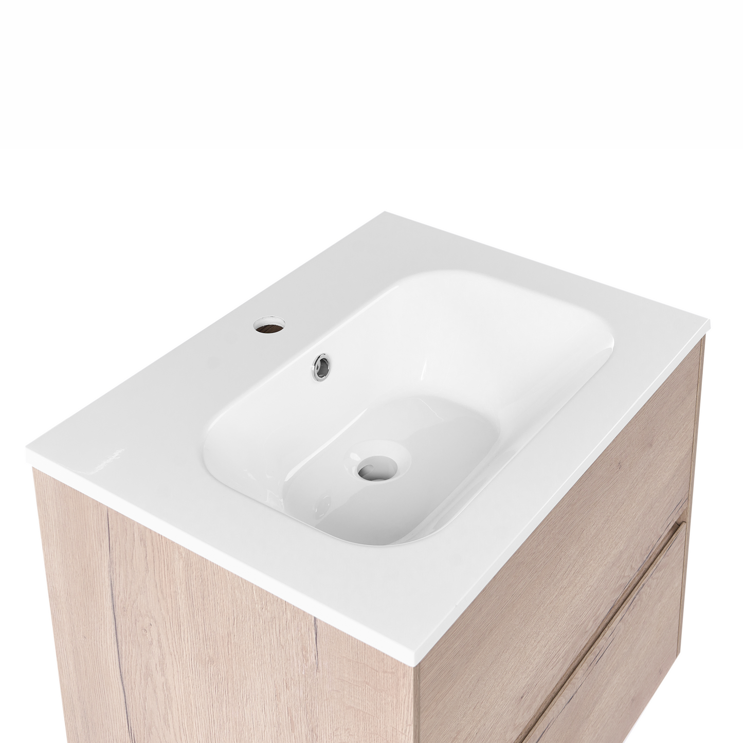 Nova Wall Mounted Bath Cabinet Vanity 60x46cm Light Brown 2 Drawers