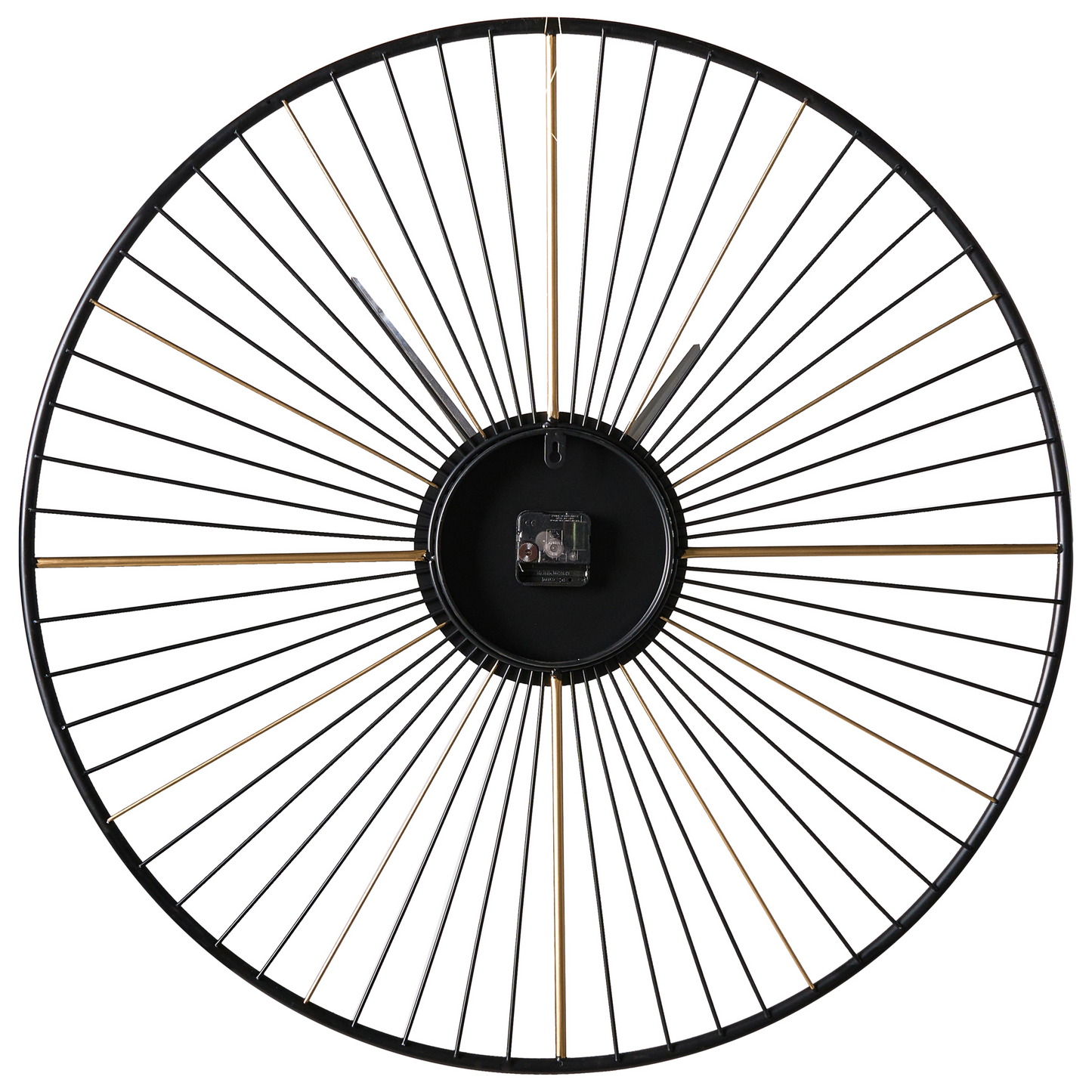 Indistrial Oversized Wall Clock Black Metal Sunburst Timepiece