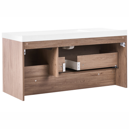 Wall Mounted Vanity Unit Light Brown 120 x 50cm Inbuilt Basin