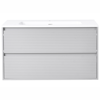Wall Mounted Bathroom Cabinet Grey 100 x 46cm 2 Drawers