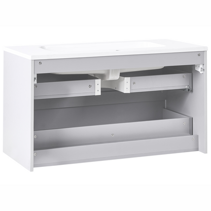 Wall Mounted Bathroom Cabinet Grey 100 x 46cm 2 Drawers