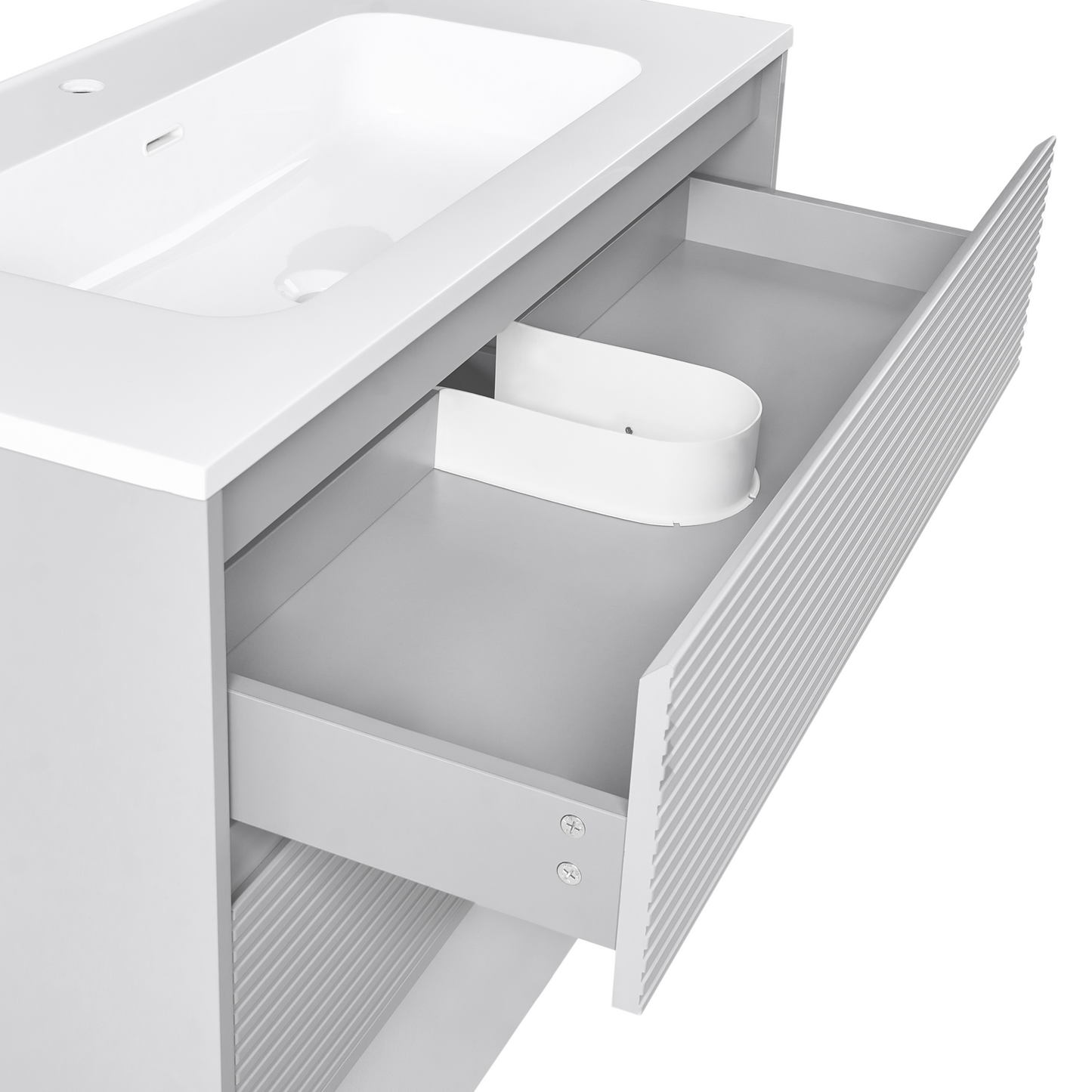 Wall Mounted Bathroom Cabinet Grey 100 x 46cm 2 Drawers