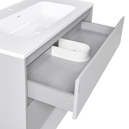 Wall Mounted Bathroom Cabinet Grey 100 x 46cm 2 Drawers