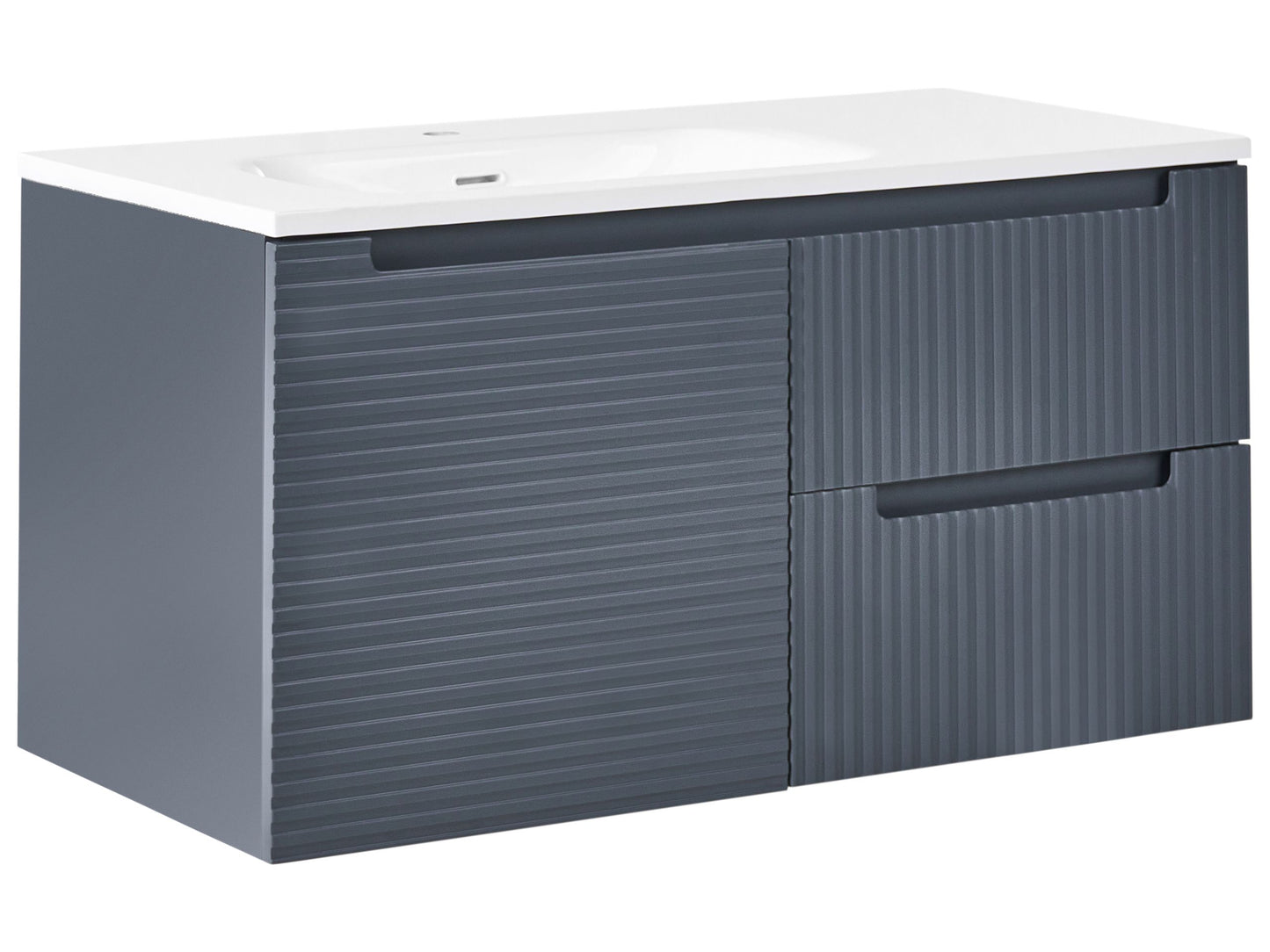 Graphite Grey Wall Mounted Vanity Unit 100 x 46cm 2 Drawers