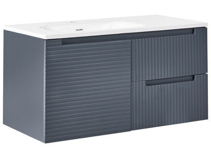 Graphite Grey Wall Mounted Vanity Unit 100 x 46cm 2 Drawers