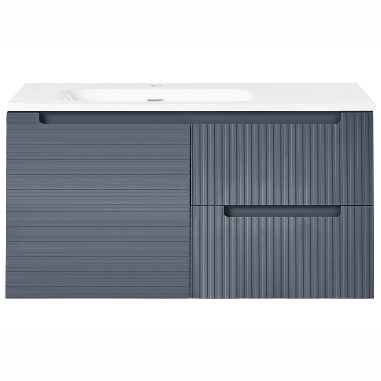 Graphite Grey Wall Mounted Vanity Unit 100 x 46cm 2 Drawers
