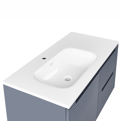 Graphite Grey Wall Mounted Vanity Unit 100 x 46cm 2 Drawers