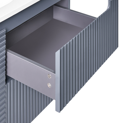 Graphite Grey Wall Mounted Vanity Unit 100 x 46cm 2 Drawers