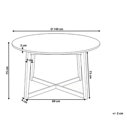 NovaHome Round Dining Table Light Oak MDF Rubberwood Retro Inspired Design For Modern Living Rooms