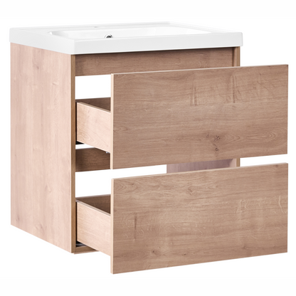 Wall Mounted Vanity Cabinet Light Brown 2 Drawers