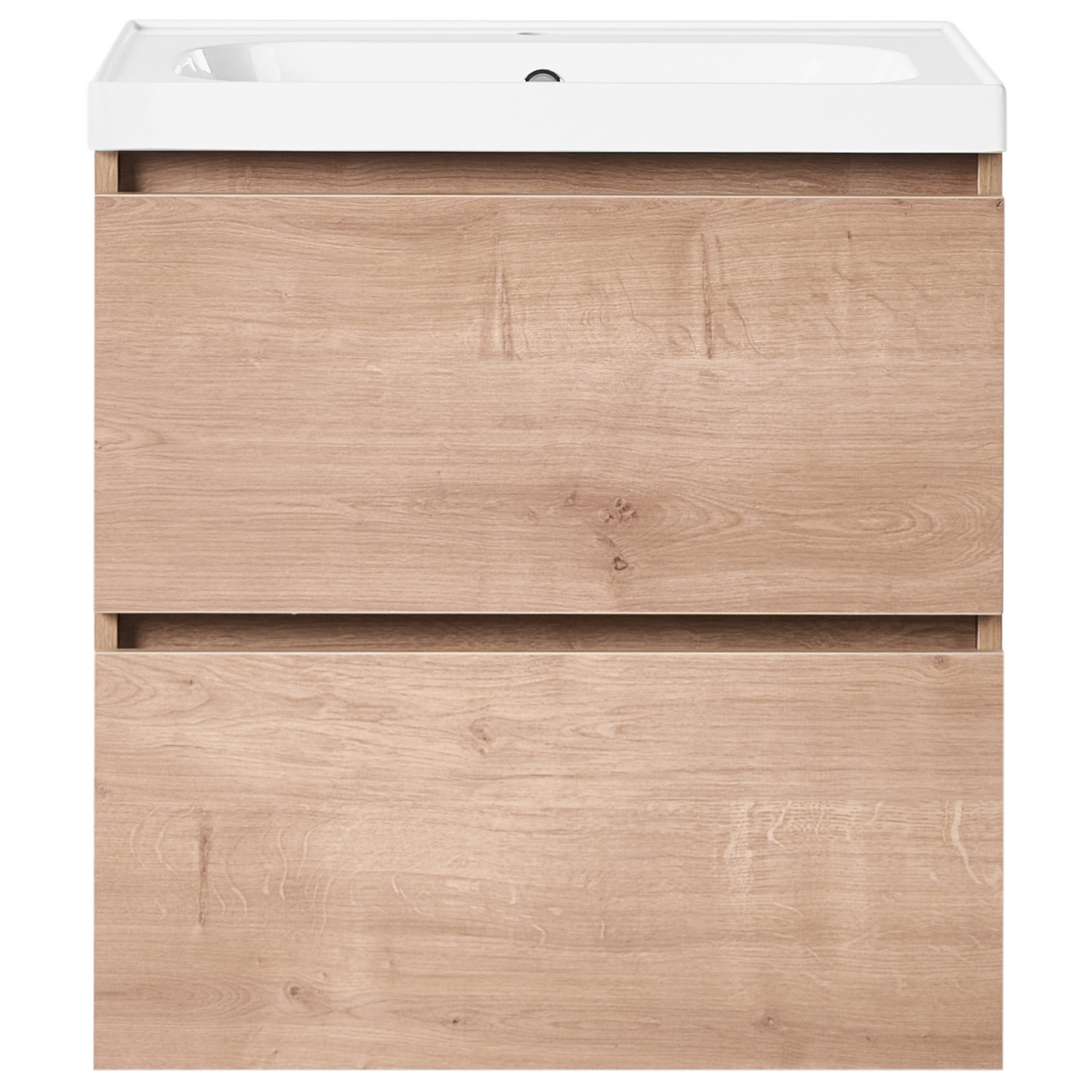Wall Mounted Vanity Cabinet Light Brown 2 Drawers