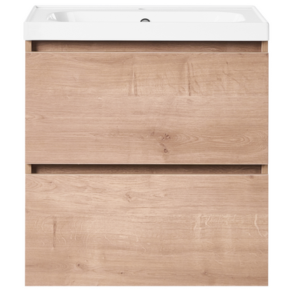 Wall Mounted Vanity Cabinet Light Brown 2 Drawers