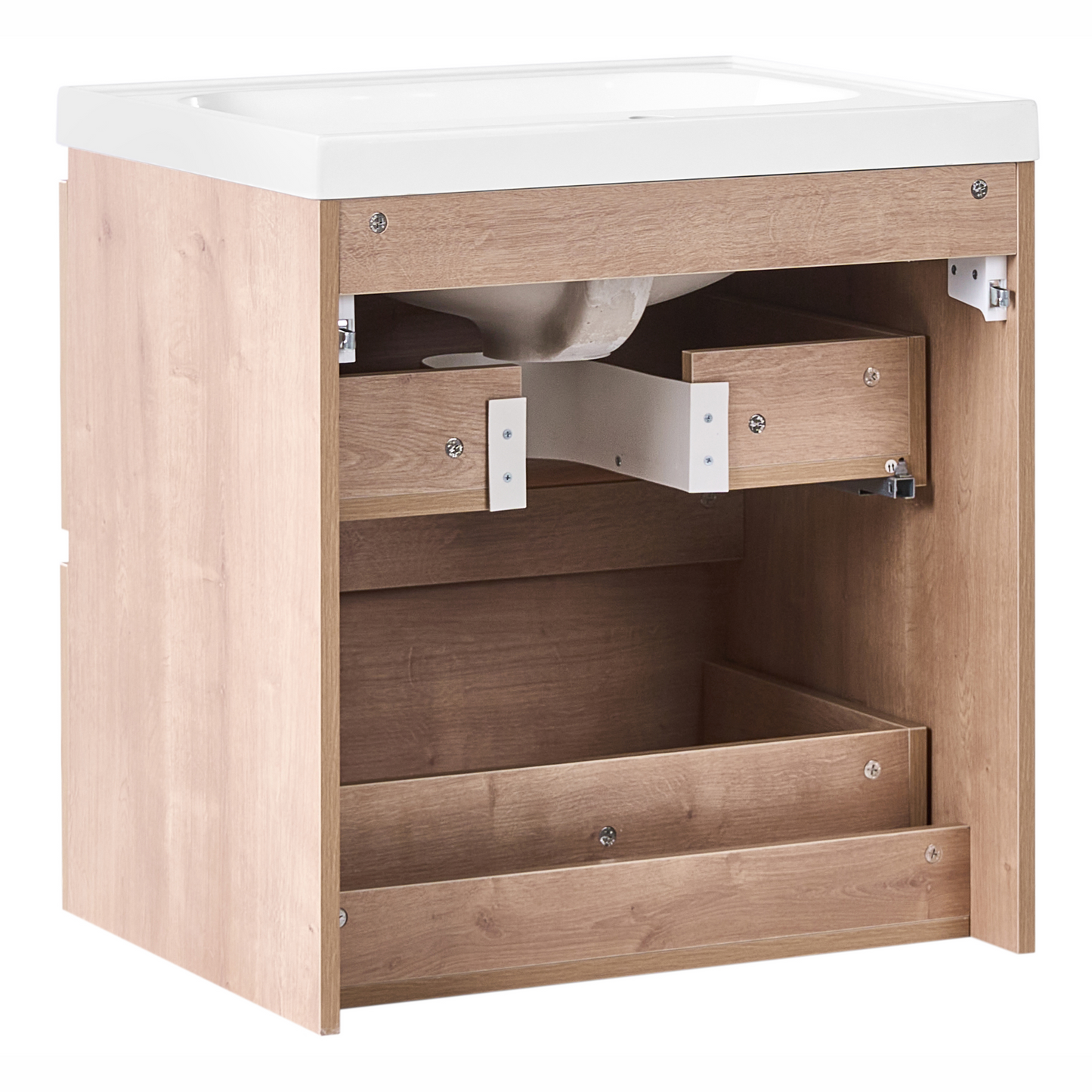 Wall Mounted Vanity Cabinet Light Brown 2 Drawers