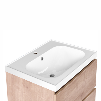 Wall Mounted Vanity Cabinet Light Brown 2 Drawers