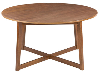 Oakline Round Dining Table Dark Oak MDF Rubberwood Retro