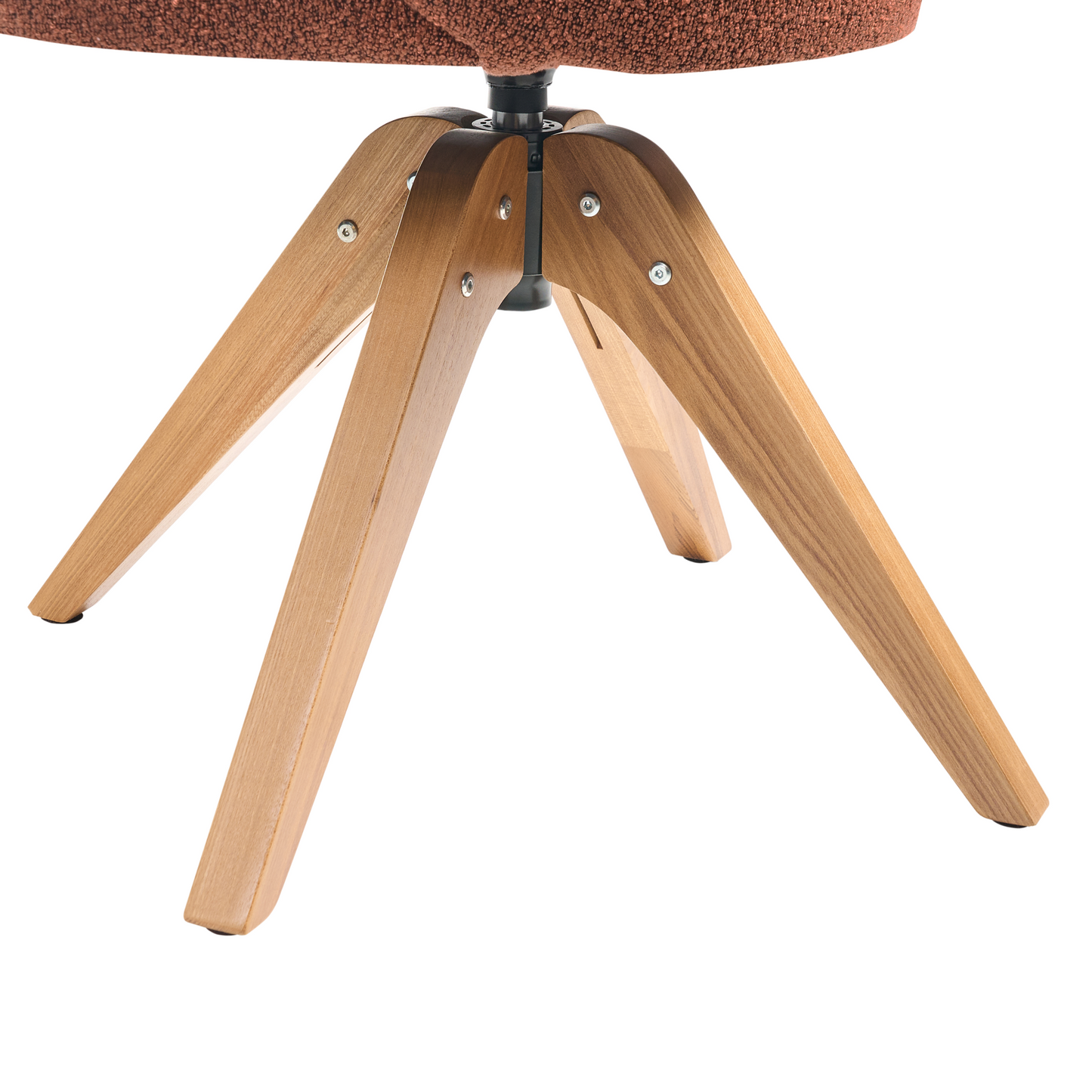 Swivel Dining Chair Orange Boucle Curved Backrest