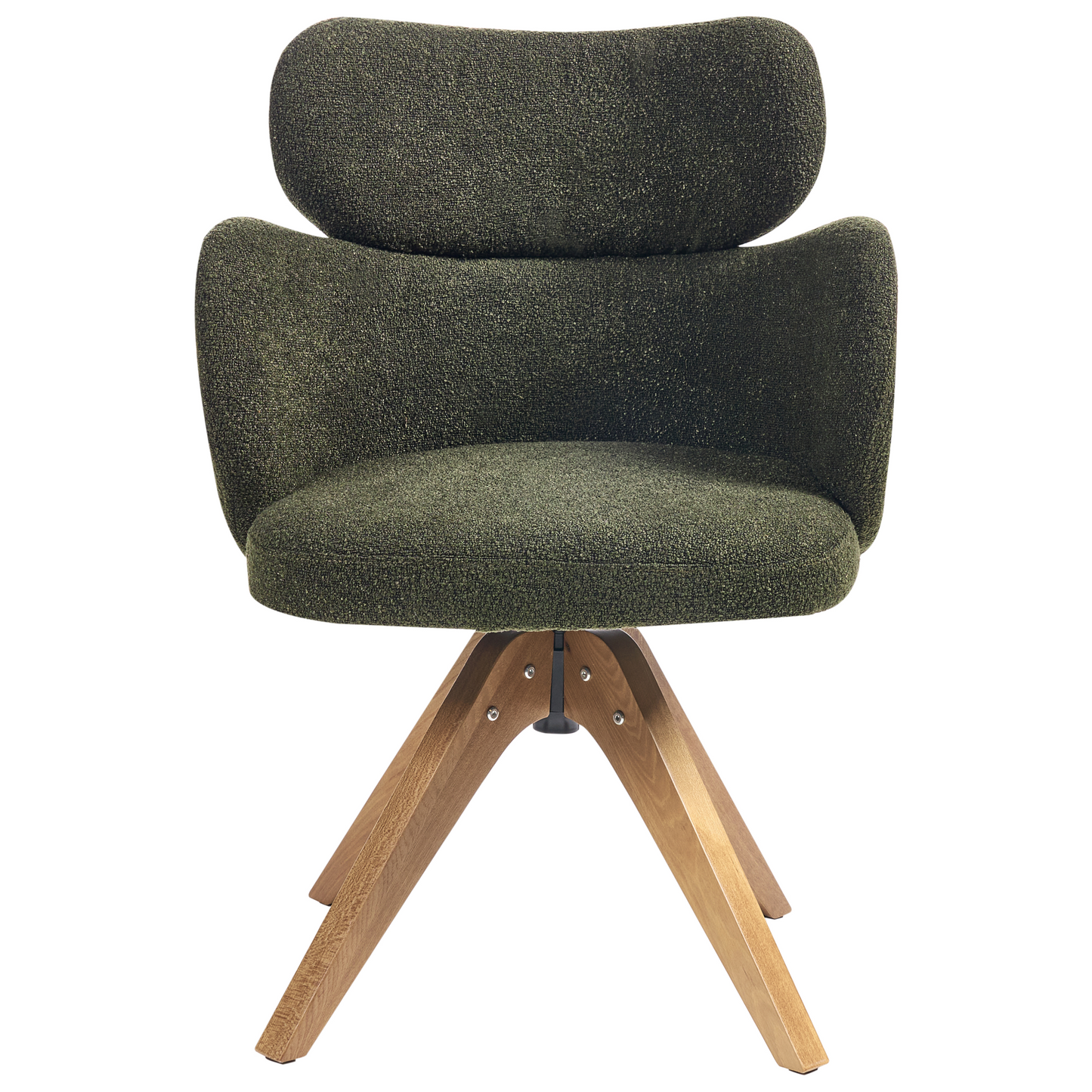 Nordique Swivel Dining Chair Dark Green Boucle Curved Backrest