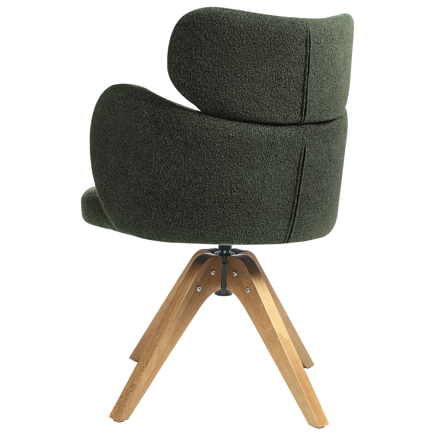Nordique Swivel Dining Chair Dark Green Boucle Curved Backrest