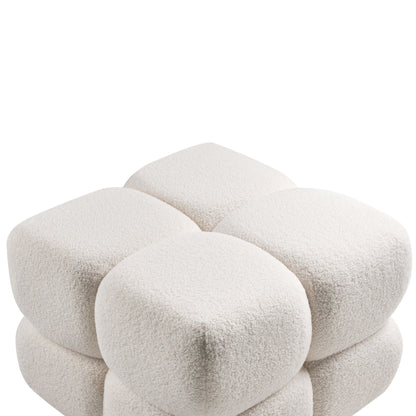 Pouffe Off White Boucle Square 60 x 60cm Footstool