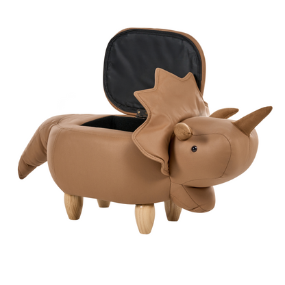 Animal Triceratops Kids Stool With Storage Brown