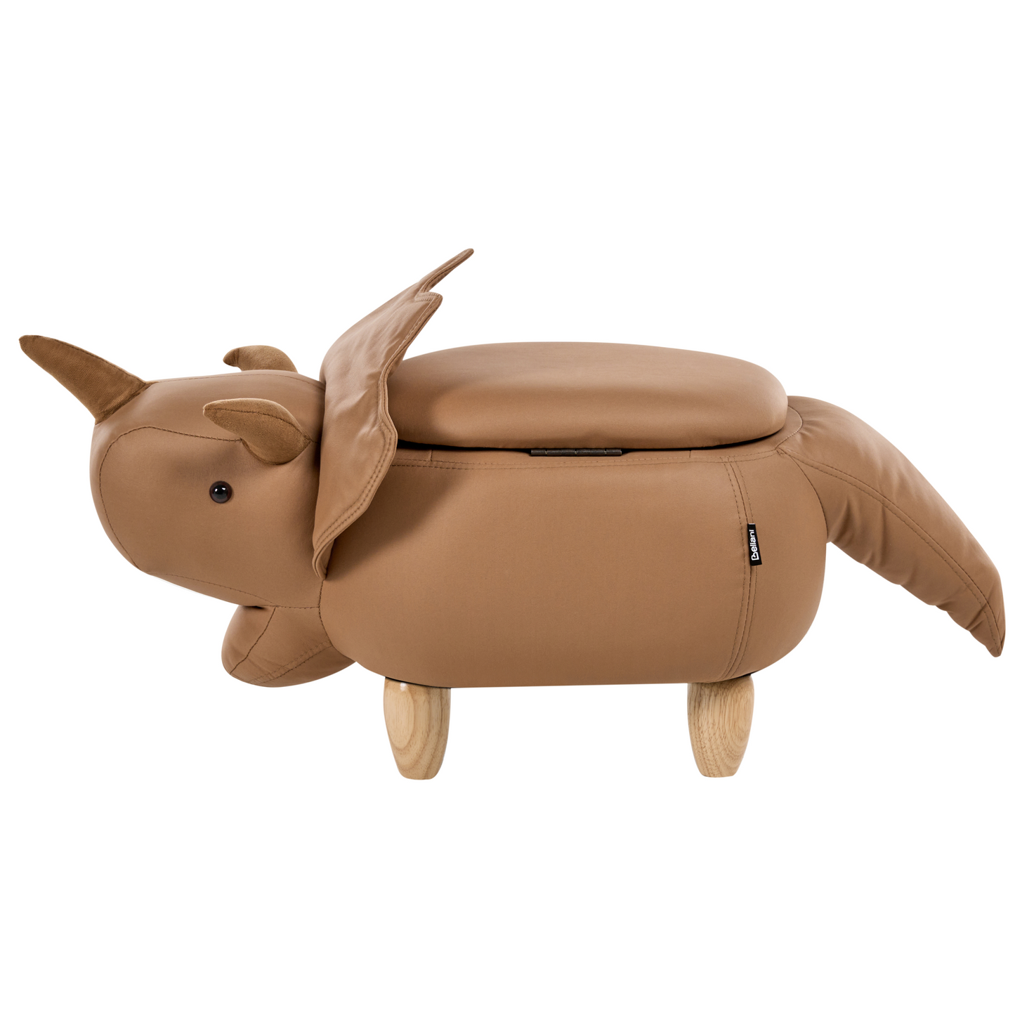 Animal Triceratops Kids Stool With Storage Brown