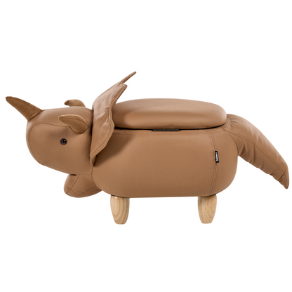 Animal Triceratops Kids Stool With Storage Brown