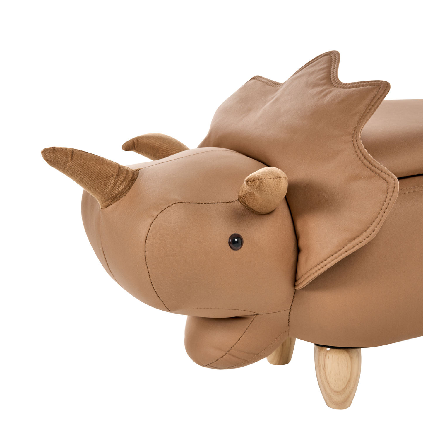 Animal Triceratops Kids Stool With Storage Brown