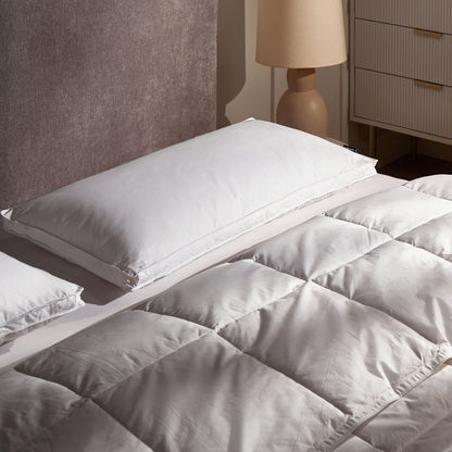 Bed Pillow 40 x 80cm White Cotton Duck Down Medium Soft