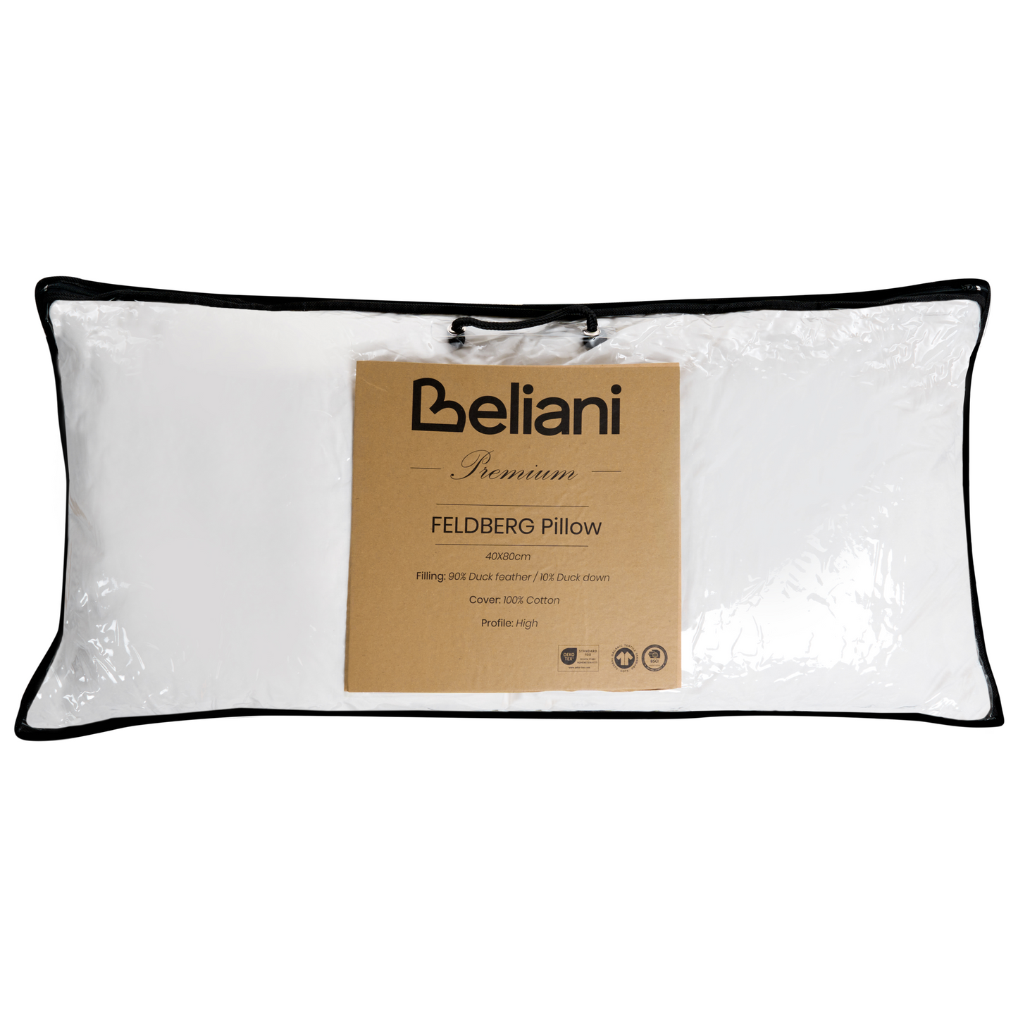 2 Pack White Duck Down Feather Pillows 40 x 80cm High Loft Medium Soft Set
