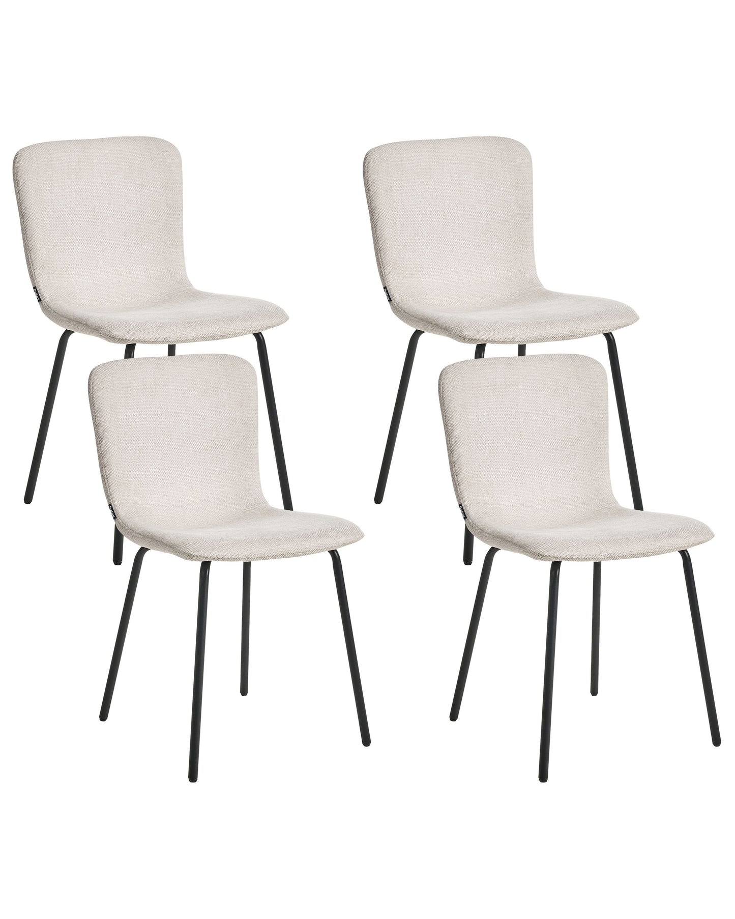 Fabric Dining Chairs Set Of 4 Light Beige Upholstery Black Metal Legs Modern Retro