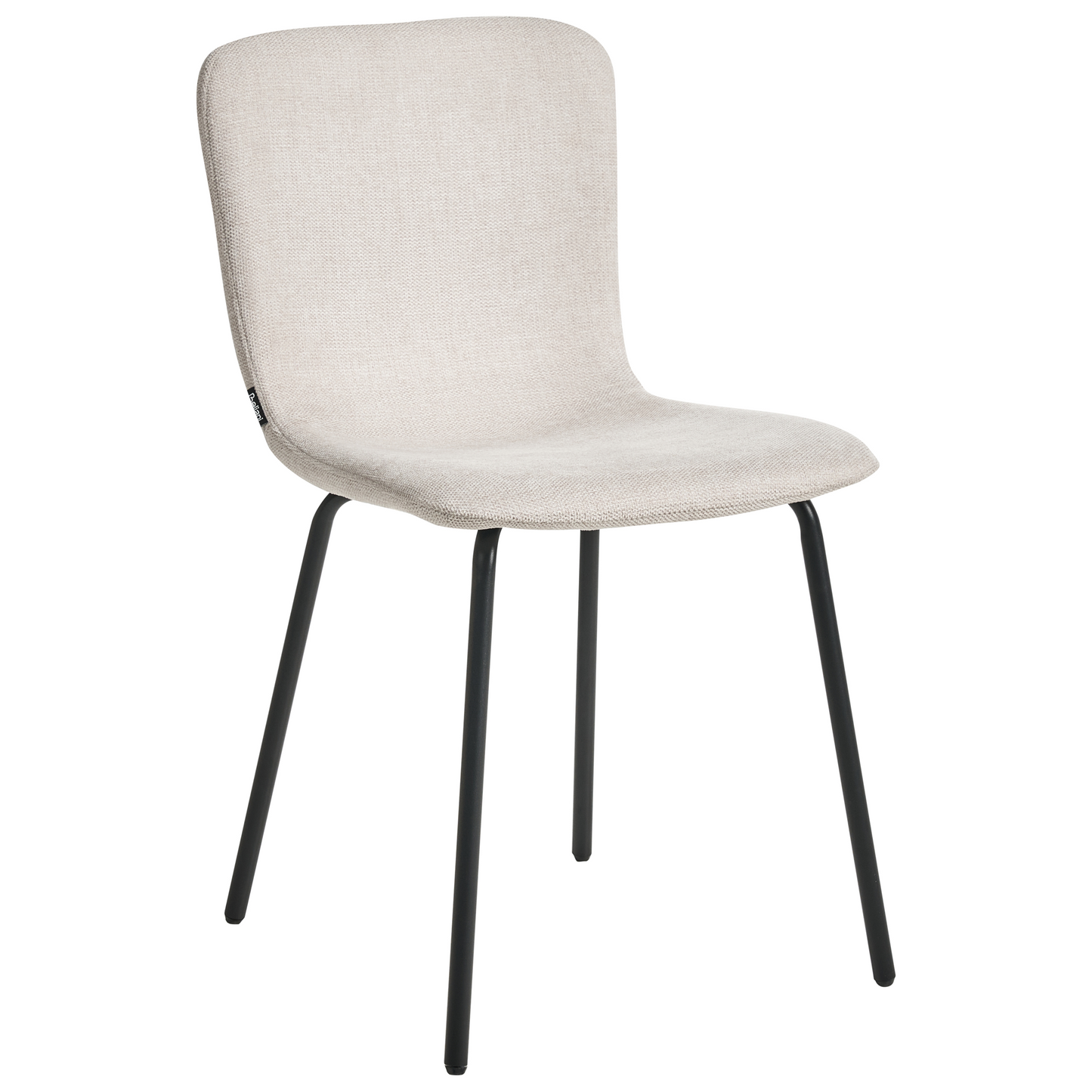 Fabric Dining Chairs Set Of 4 Light Beige Upholstery Black Metal Legs Modern Retro