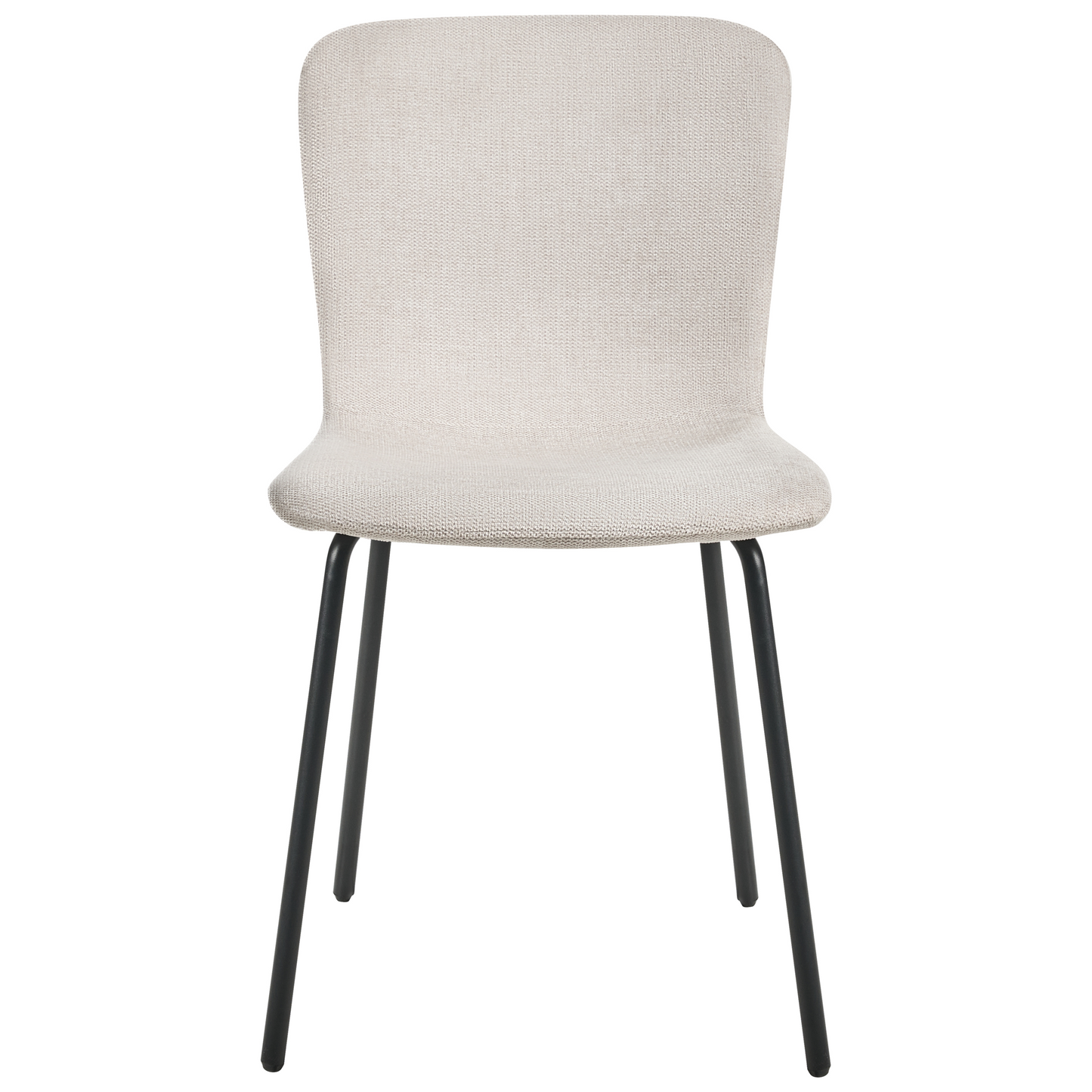 Fabric Dining Chairs Set Of 4 Light Beige Upholstery Black Metal Legs Modern Retro