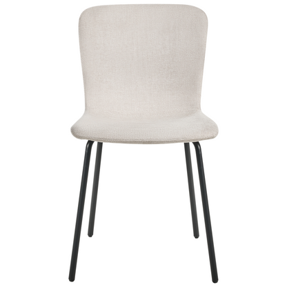 Fabric Dining Chairs Set Of 4 Light Beige Upholstery Black Metal Legs Modern Retro